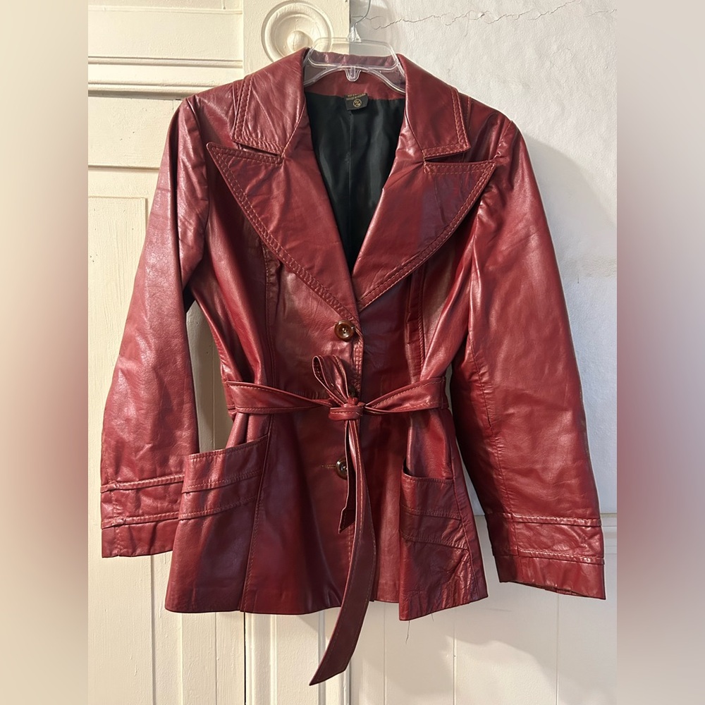 Badasssssss 70s Burgundy Leather Jacket